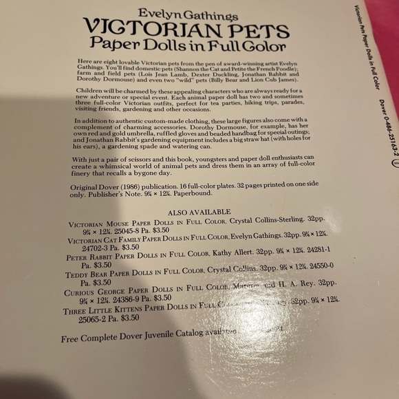 Adorable Victorian Pets Cutout Lamb Cat Bear Rabbit Children's Activity Book New - Picture 8 of 8